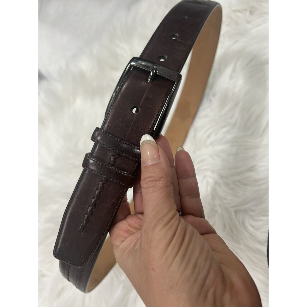 Men's Mezlan Leather Belt Burgundy Brown Spain - 34 Wingtip 9246
